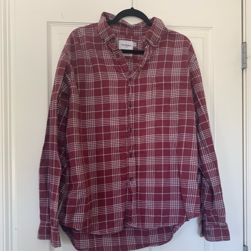 Good fellow burgundy flannel button down